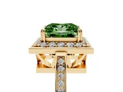 Princess Cut Halo Engagement Ring Setting for a Fancy Green Lab-Grown Diamond | Polished Halo Rim | Yellow Gold