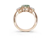 Heart-Shaped Three Stone Engagement Ring Setting for a Fancy Green Lab-Grown Diamond | Plain Band | Rose Gold