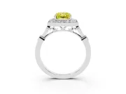 Radiant Cut Halo Engagement Ring Setting for a Fancy Yellow Lab-Grown Diamond | Bezel Station Shoulders | Platinum