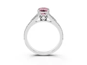 Emerald Cut Split Shank Engagement Ring Setting for a Fancy Pink Lab-Grown Diamond | Pave Band | Sterling Silver