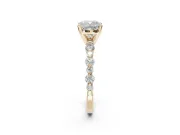 Cushion Cut Pavé Solitaire Engagement Ring Setting | Alternating Accents | Yellow Gold