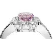 Radiant Cut Vintage Halo Engagement Ring Setting for a Fancy Pink Lab-Grown Diamond | Milgrain Channel Band | White Gold