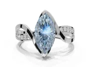 Marquise Bypass Solitaire Engagement Ring Setting for a Fancy Blue Lab-Grown Diamond | Platinum