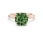 Fancy Green Round Cut Diamond Solitaire Engagement Ring Set in Rose gold with Prong Setting and Polished Band