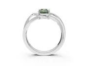 Emerald Cut Bypass Solitaire Engagement Ring Setting for a Fancy Green Lab-Grown Diamond | Pavé Strands | Platinum