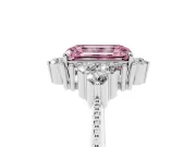 Emerald Cut Cluster Engagement Ring Setting for a Fancy Pink Lab-Grown Diamond | Sterling Silver