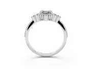 Asscher Cut Vintage Cluster Engagement Ring Setting | Beaded Edges | White Gold