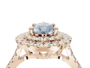 Pear-Shaped Double Halo Engagement Ring Setting for a Fancy Blue Lab-Grown Diamond | Rose Gold
