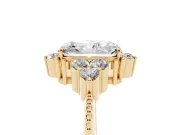 Radiant Cut Diamond Cluster Ring Set in Yellow gold with Beaded Band