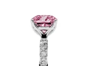 Cushion Cut Pave Solitaire Engagement Ring Setting for a Fancy Pink Lab-Grown Diamond | Slim Band | Sterling Silver