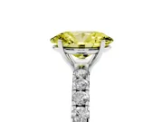 Oval Pave Engagement Ring Setting for a Fancy Yellow Lab-Grown Diamond | Shared Prong Band | Sterling Silver