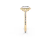Radiant Cut Pavé Halo Engagement Ring Setting for a Black Center | Yellow Gold