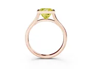 Fancy Yellow Bezel Set Princess Cut Diamond Solitaire Ring Set in Rose gold with Tapered Band
