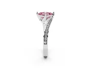 Fancy Pink Asscher Cut Diamond Solitaire Ring Set in Platinum with Intertwined Pavé Twist Band