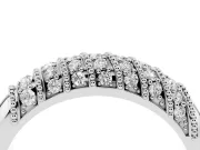 Round Lab-Grown Diamond Diagonal Pavé Dome Wedding Band | Milgrain Bars | Sterling Silver