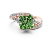 Princess Cut Bypass Engagement Ring Setting for a Fancy Green Lab-Grown Diamond | Rose Gold