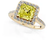 Asscher Cut Halo Engagement Ring Setting for a Fancy Yellow Lab-Grown Diamond | Yellow Gold - Design NV-24729