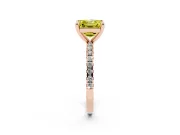 Fancy Yellow Asscher Cut Diamond Brilliant Solitaire Ring Set in Rose gold with Pavé Band and Prong Setting