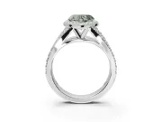 Heart-Shaped Halo Pavé Engagement Ring Setting for a Fancy Green Lab-Grown Diamond | Narrow Split Shank | Platinum