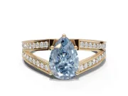 Pear-Shaped Split Shank Pavé Engagement Ring Setting for a Fancy Blue Lab-Grown Diamond | Yellow Gold