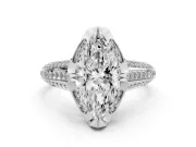Marquise Cut Diamond Pavé Split Shank Solitaire Ring Set in White gold with Prong Setting