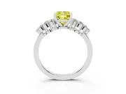 Fancy Yellow Cushion Cut Diamond Cluster Engagement Ring Set in Platinum with Pavé Band and Prong Setting
