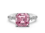 Asscher Cut Graduated Accent Engagement Ring Setting for a Fancy Pink Lab-Grown Diamond | Platinum