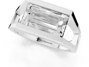Baguette East-West Geometric Solitaire Engagement Ring Setting | Open Sides | Sterling Silver