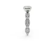 Princess Cut Vintage Engagement Ring Setting for a Fancy Green Lab-Grown Diamond | Graduated Stations | Platinum