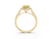 Oval Halo Engagement Ring Setting for a Fancy Yellow Lab-Grown Diamond | Pave Shoulders | Yellow Gold