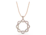 Round Lab-Grown Diamond Pavé Woven Circle Pendant Necklace | Pavé Bail | Rose Gold