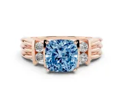 Cushion Cut Bar-Set Engagement Ring Setting for a Fancy Blue Lab-Grown Diamond | Rose Gold