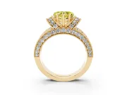 Heart-Shaped Vintage Pave Engagement Ring Setting for a Fancy Yellow Lab-Grown Diamond | Milgrain Edges | Yellow Gold