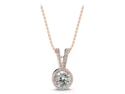 Round Lab-Grown Diamond Halo Pendant Necklace | Rose Gold