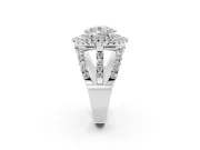 Oval Double Halo Split Shank Engagement Ring Setting | Pave Strands | Platinum