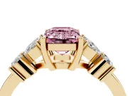 Emerald Cut Floral Engagement Ring Setting for a Fancy Pink Lab-Grown Diamond | Yellow Gold