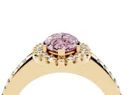 Marquise Pave Halo Engagement Ring Setting for a Fancy Pink Lab-Grown Diamond | Pave Band | Yellow Gold