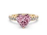 Heart-Shaped Pavé Engagement Ring Setting for a Fancy Pink Lab-Grown Diamond | Yellow Gold