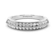 Round Lab-Grown Diamond Double Row Pavé Wedding Band | Faceted Shank | White Gold