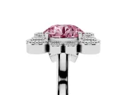 Round Milgrain Cluster Halo Engagement Ring Setting for a Fancy Pink Lab-Grown Diamond | Plain Band | Platinum