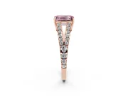 Emerald Cut Graduated Split Shank Engagement Ring Setting for a Fancy Pink Lab-Grown Diamond | Rose Gold