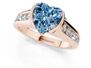 Heart-Shaped Half Bezel Engagement Ring Setting for a Fancy Blue Lab-Grown Diamond | Rose Gold