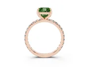 Princess Cut Pavé Solitaire Engagement Ring Setting for a Fancy Green Lab-Grown Diamond | Shared Prong Band | Rose Gold