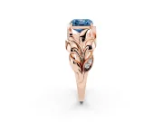 Asscher Cut Leaf Bypass Engagement Ring Setting for a Fancy Blue Lab-Grown Diamond | Rose Gold