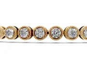 Round Lab-Grown Diamond Bezel Tennis Bracelet | Milgrain Edges | Yellow Gold