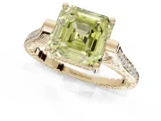 Asscher Cut Vintage Cathedral Engagement Ring Setting for a Fancy Yellow Lab-Grown Diamond | Carved Band | Yellow Gold