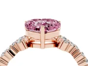 Heart-Shaped Scattered Accent Engagement Ring Setting for a Fancy Pink Lab-Grown Diamond | Rose Gold