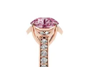 Round Floral Pavé Engagement Ring Setting for a Fancy Pink Lab-Grown Diamond | Rose Gold