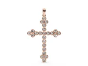 Round Lab-Grown Diamond Bezel Cross Pendant Necklace | Trefoil Ends | Rose Gold