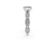 Radiant Cut Vintage Engagement Ring Setting for a Fancy Green Lab-Grown Diamond | Graduated Stations | Sterling Silver